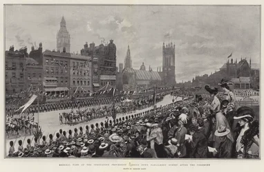 General View of the Coronation Procession passing down Parliament Street after the Ceremony